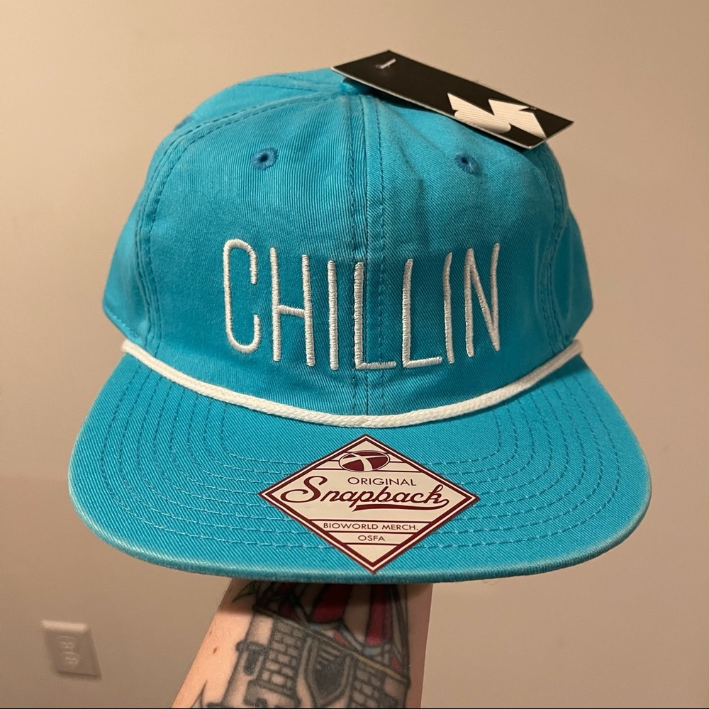 NWT Neon Lights Chillin SnapBack Hat in Blue